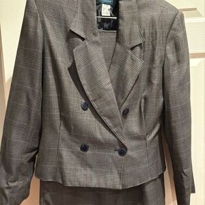 Vintage Haberdas Her Women's Glen Plaid Tailored Skirt Suit Gray Size 5/6